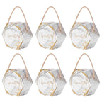 10 Set Candy Boxes Bags Hexagonal Chocolate Gift Boxes with Ropes for Wedding SuppliesMarble