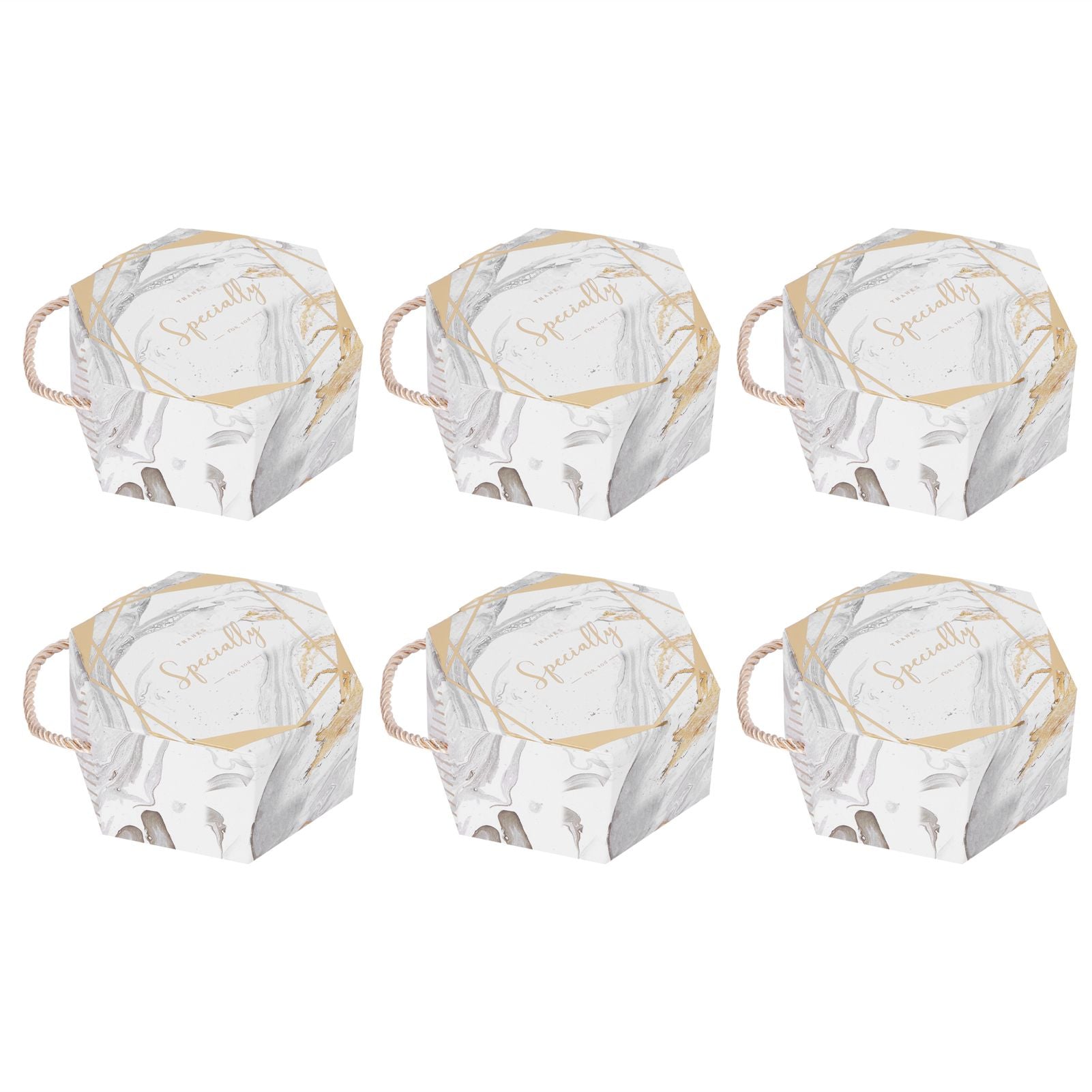 10 Set Candy Boxes Bags Hexagonal Chocolate Gift Boxes with Ropes for Wedding SuppliesMarble