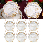 10 Set Candy Boxes Bags Hexagonal Chocolate Gift Boxes with Ropes for Wedding SuppliesMarble
