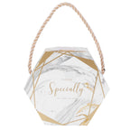 10 Set Candy Boxes Bags Hexagonal Chocolate Gift Boxes with Ropes for Wedding SuppliesMarble