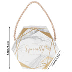 10 Set Candy Boxes Bags Hexagonal Chocolate Gift Boxes with Ropes for Wedding SuppliesMarble