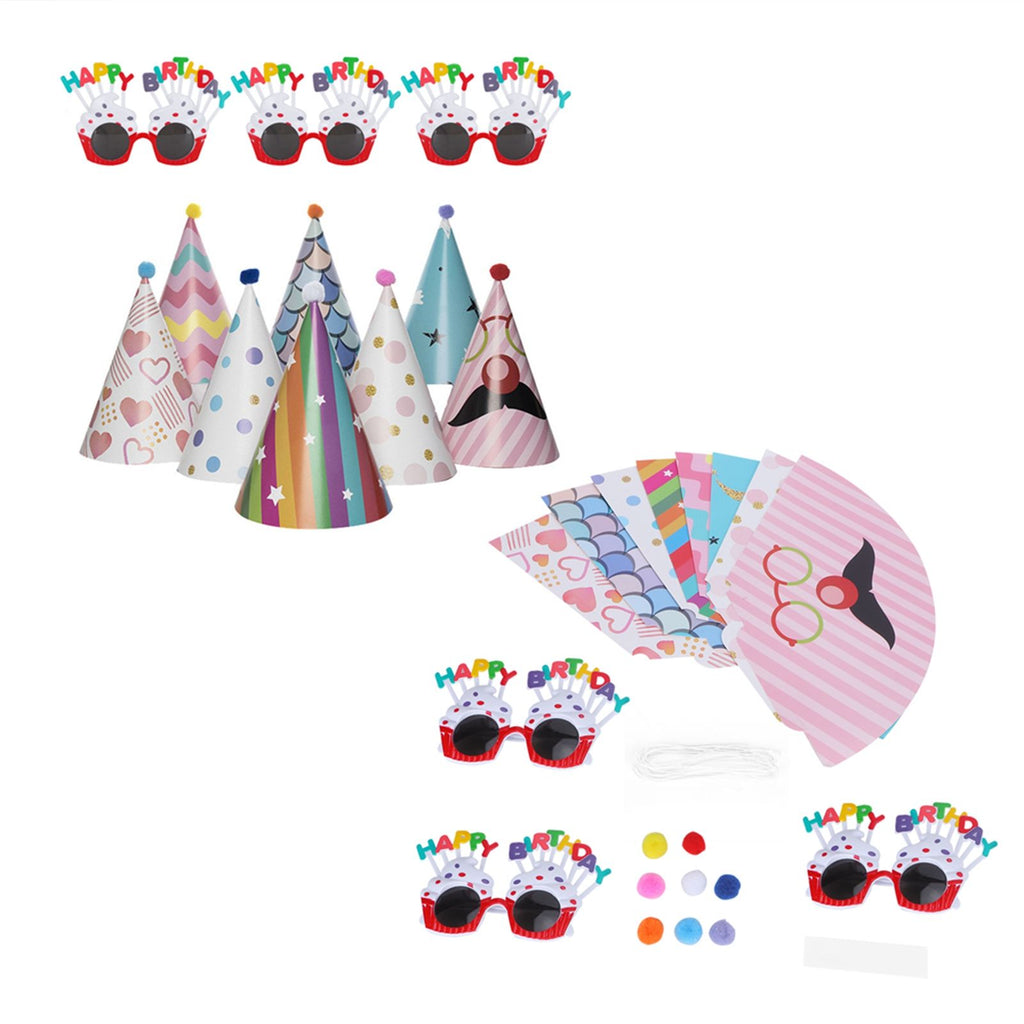Birthday Funny Glasses and Foldable Party Cone Hats Birthday Supplies for Kids Adults