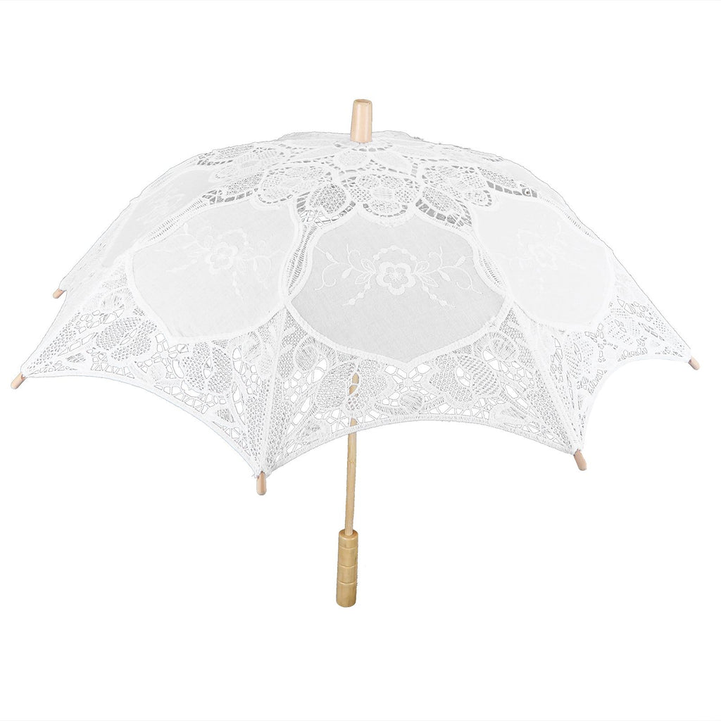 Lace Umbrella Wedding Bridal Parasol Umbrella for Photography Props Wedding SuppliesL White
