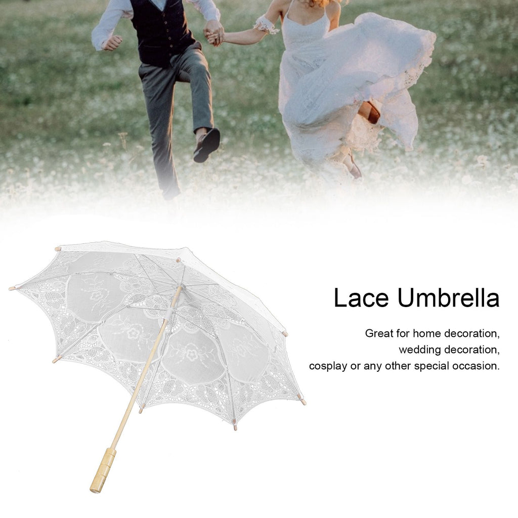 Lace Umbrella Wedding Bridal Parasol Umbrella for Photography Props Wedding SuppliesL White