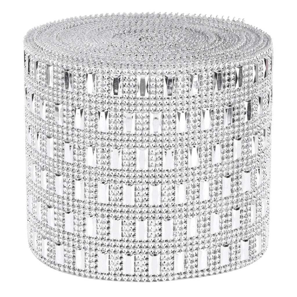Plastic Imitation Diamonds Hollow Mesh Rhinestones Ribbon Wrap for Wedding Decor DIY Clothing