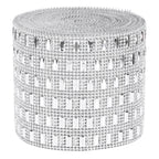 Plastic Imitation Diamonds Hollow Mesh Rhinestones Ribbon Wrap for Wedding Decor DIY Clothing