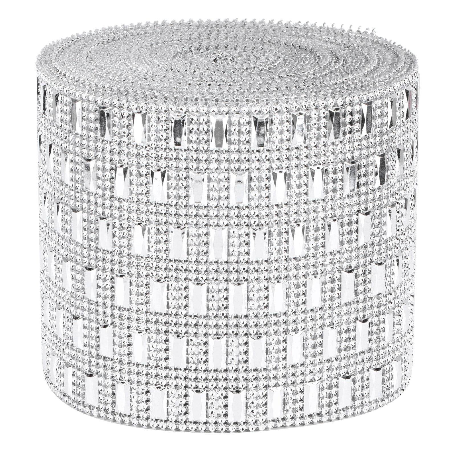 Plastic Imitation Diamonds Hollow Mesh Rhinestones Ribbon Wrap for Wedding Decor DIY Clothing