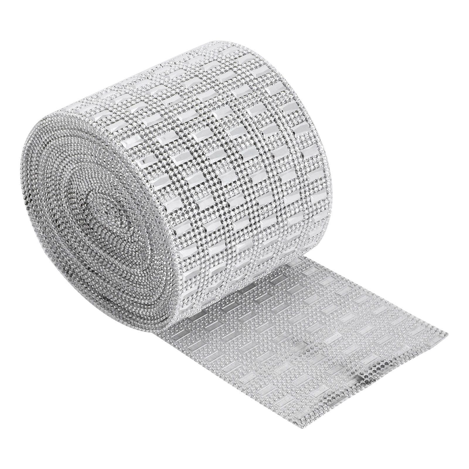 Plastic Imitation Diamonds Hollow Mesh Rhinestones Ribbon Wrap for Wedding Decor DIY Clothing