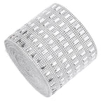 Plastic Imitation Diamonds Hollow Mesh Rhinestones Ribbon Wrap for Wedding Decor DIY Clothing