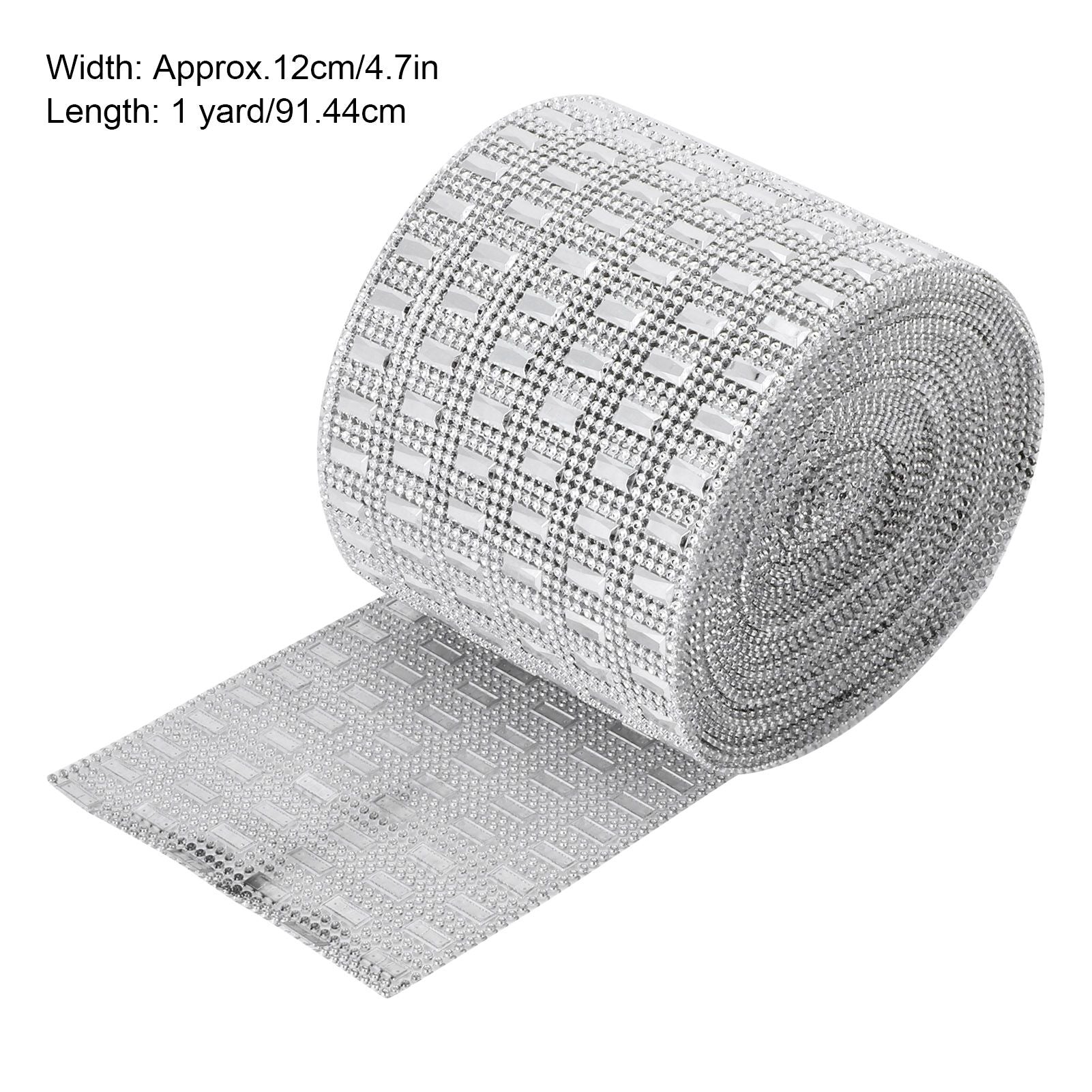 Plastic Imitation Diamonds Hollow Mesh Rhinestones Ribbon Wrap for Wedding Decor DIY Clothing