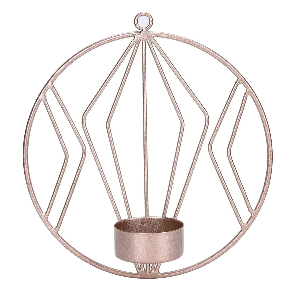 Candle Holder Innovative Geometric Round Wall Mounted Candlestick Ornament Rose Gold