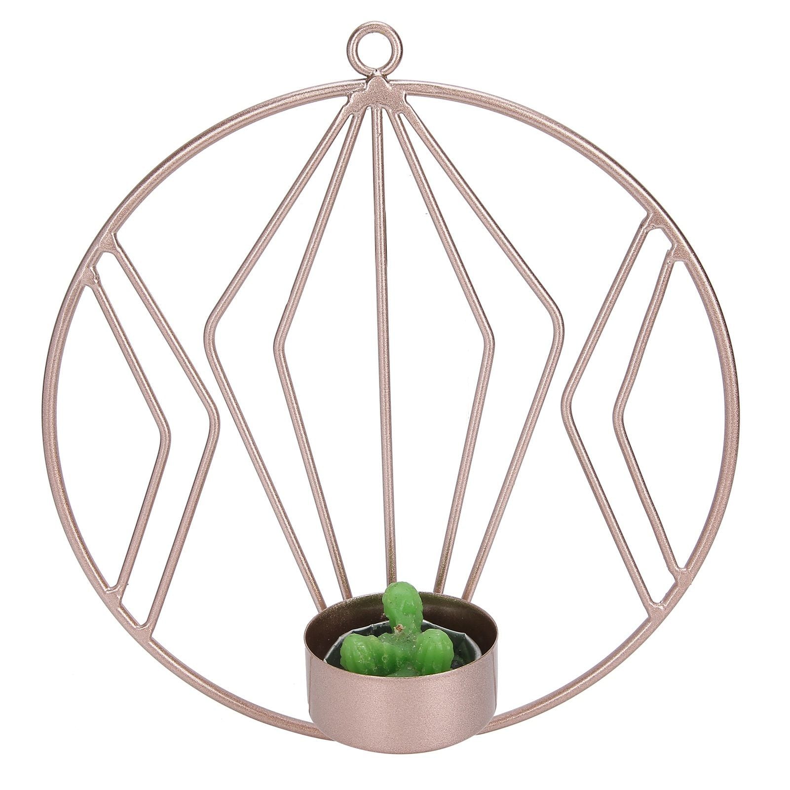 Candle Holder Innovative Geometric Round Wall Mounted Candlestick Ornament Rose Gold