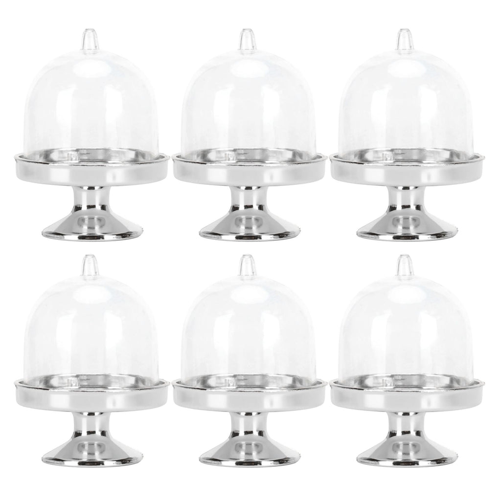 12 Set Mini Candy Box Cake Stand Cupcake Candy Display Plate with Lid Party SuppliesBottom Silver