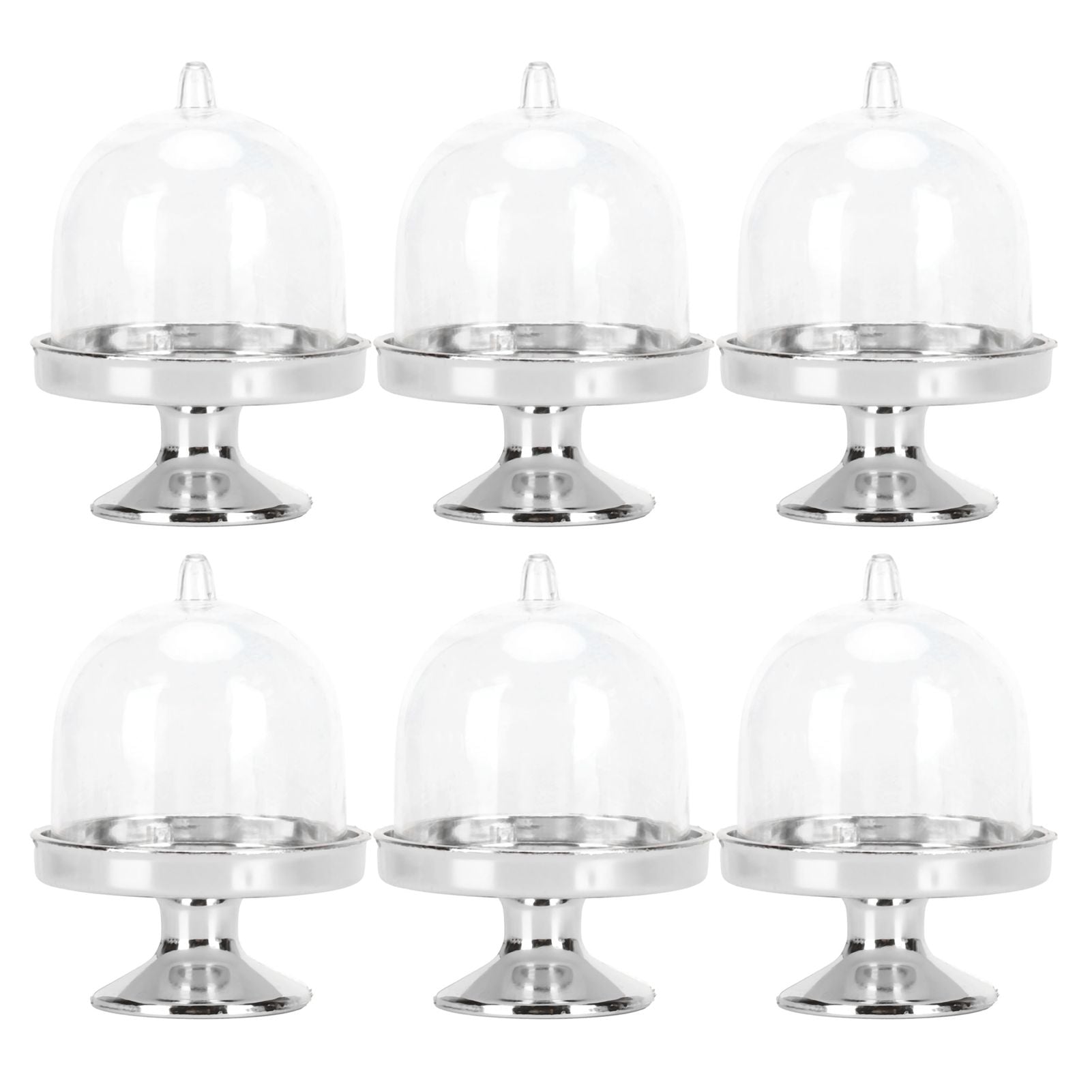 12 Set Mini Candy Box Cake Stand Cupcake Candy Display Plate with Lid Party SuppliesBottom Silver