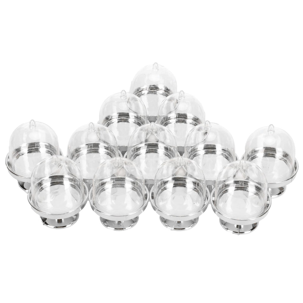 12 Set Mini Candy Box Cake Stand Cupcake Candy Display Plate with Lid Party SuppliesBottom Silver