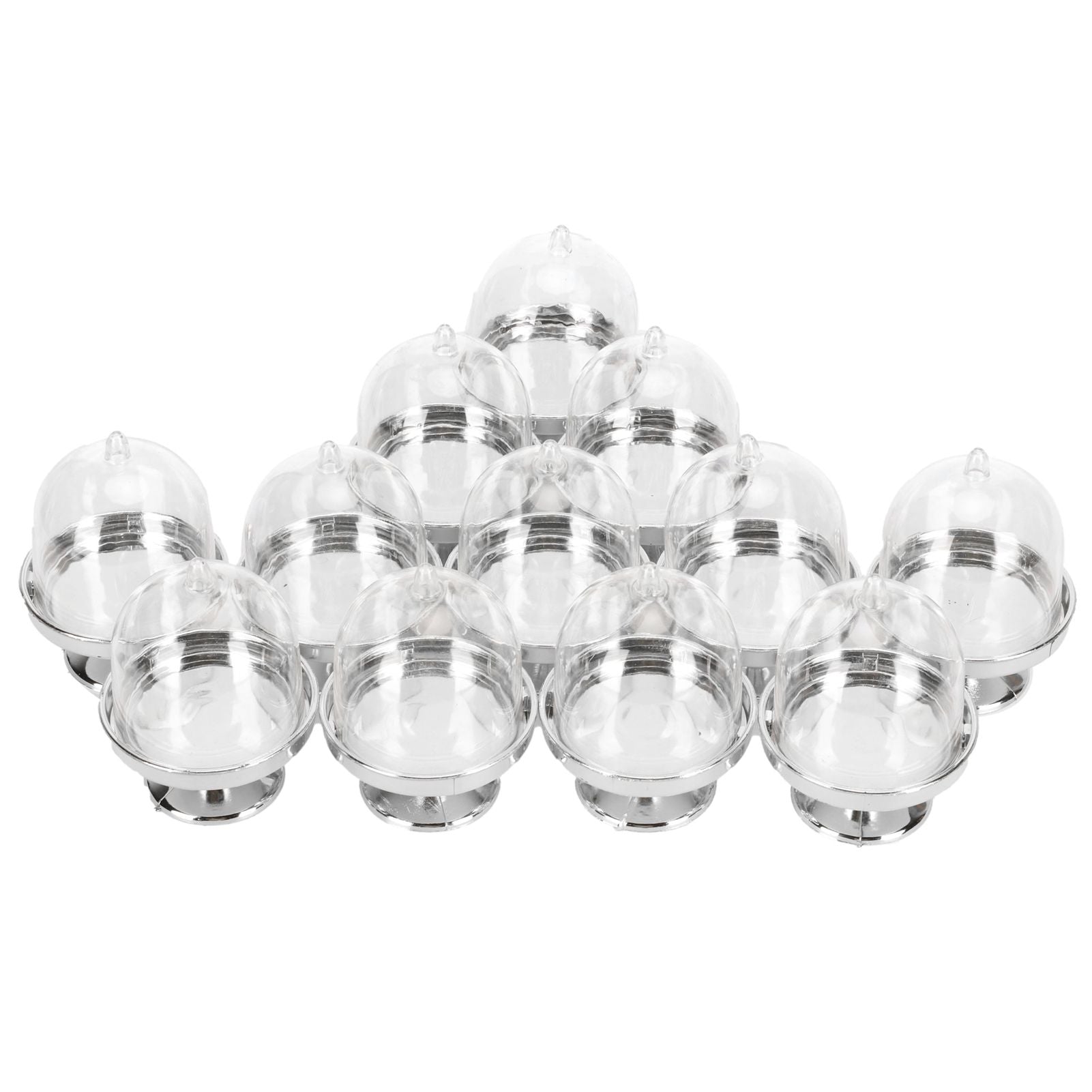 12 Set Mini Candy Box Cake Stand Cupcake Candy Display Plate with Lid Party SuppliesBottom Silver