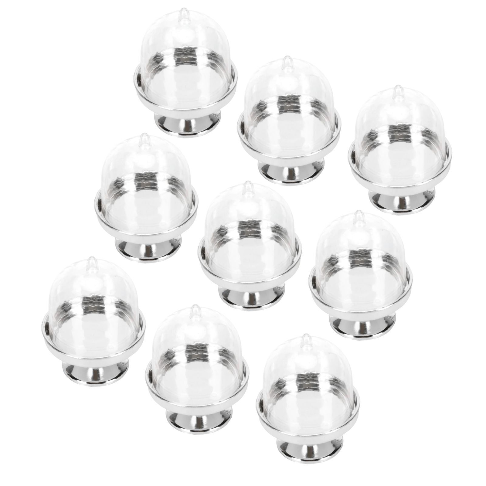 12 Set Mini Candy Box Cake Stand Cupcake Candy Display Plate with Lid Party SuppliesBottom Silver