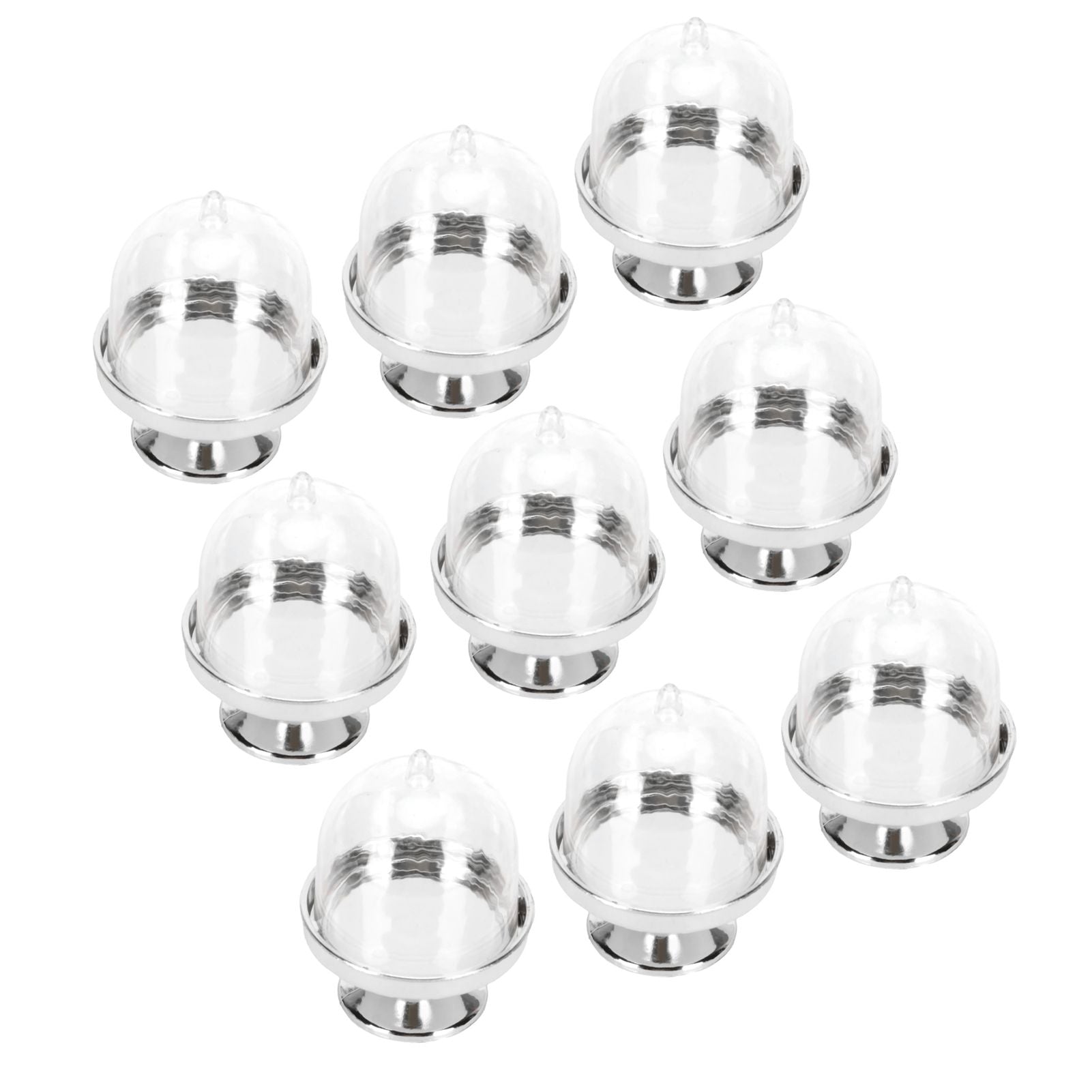 12 Set Mini Candy Box Cake Stand Cupcake Candy Display Plate with Lid Party SuppliesBottom Silver