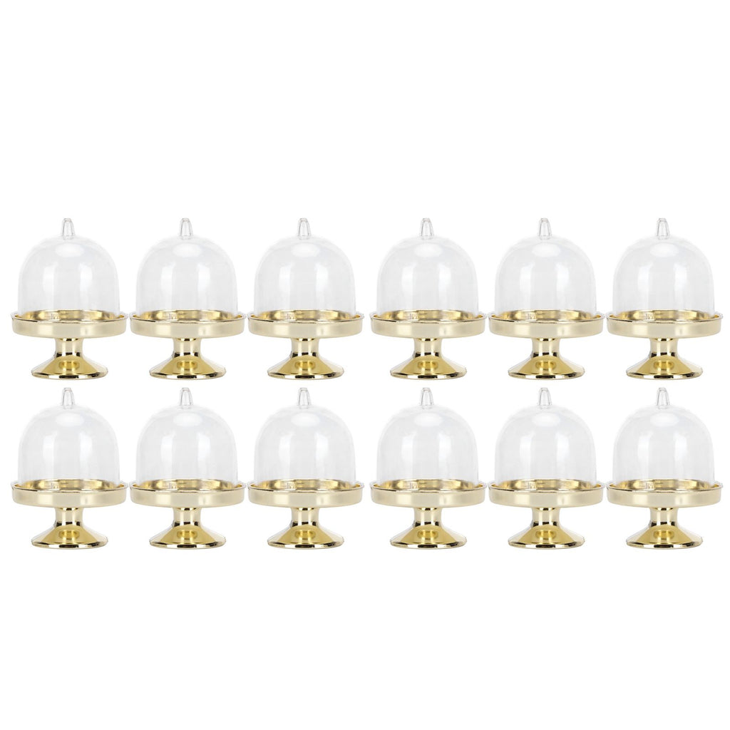 12 Set Mini Candy Box Cake Stand Cupcake Candy Display Plate with Lid Party SuppliesBottom Gold