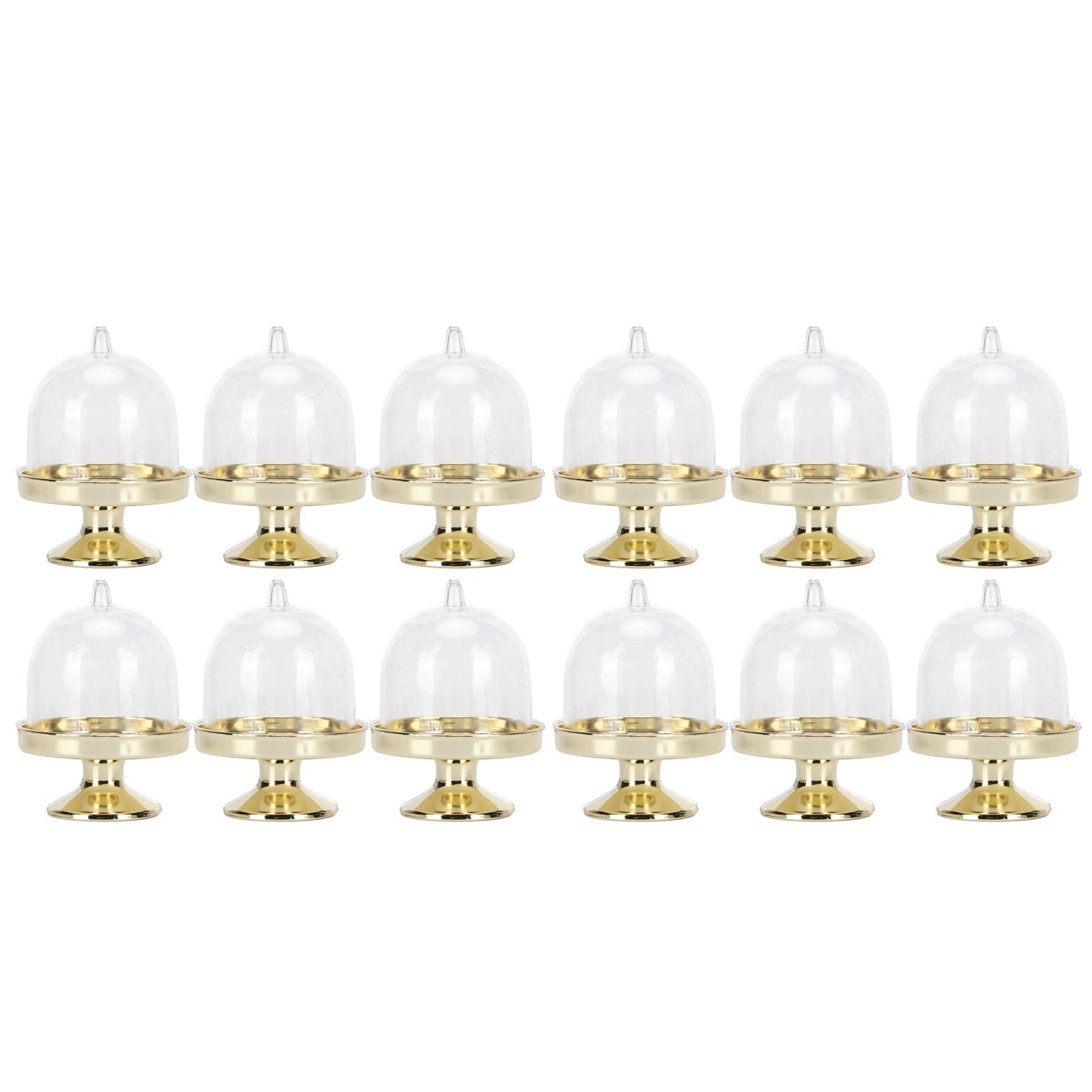 12 Set Mini Candy Box Cake Stand Cupcake Candy Display Plate with Lid Party SuppliesBottom Gold