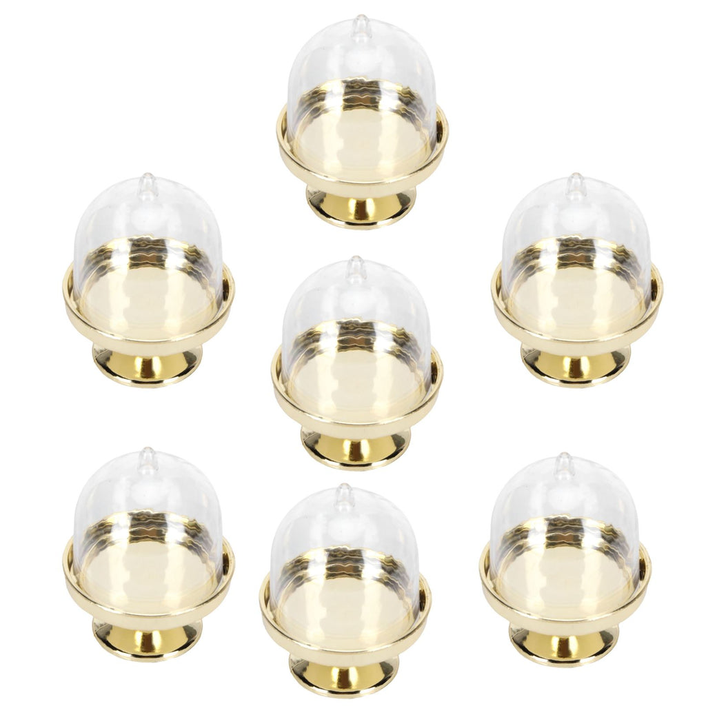 12 Set Mini Candy Box Cake Stand Cupcake Candy Display Plate with Lid Party SuppliesBottom Gold