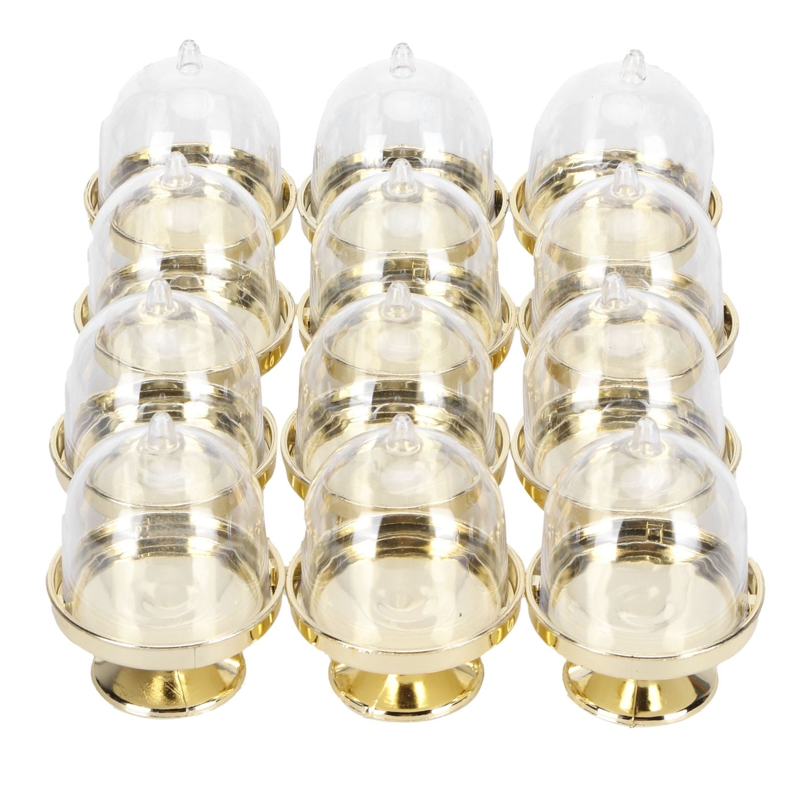 12 Set Mini Candy Box Cake Stand Cupcake Candy Display Plate with Lid Party SuppliesBottom Gold