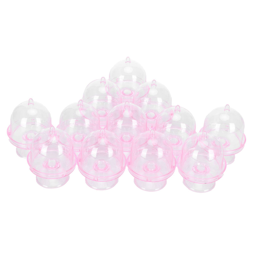 12 Set Mini Candy Box Cake Stand Cupcake Candy Display Plate with Lid Party SuppliesPink