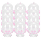 12 Set Mini Candy Box Cake Stand Cupcake Candy Display Plate with Lid Party SuppliesPink