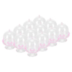 12 Set Mini Candy Box Cake Stand Cupcake Candy Display Plate with Lid Party SuppliesPink