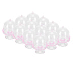 12 Set Mini Candy Box Cake Stand Cupcake Candy Display Plate with Lid Party SuppliesPink