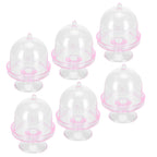 12 Set Mini Candy Box Cake Stand Cupcake Candy Display Plate with Lid Party SuppliesPink