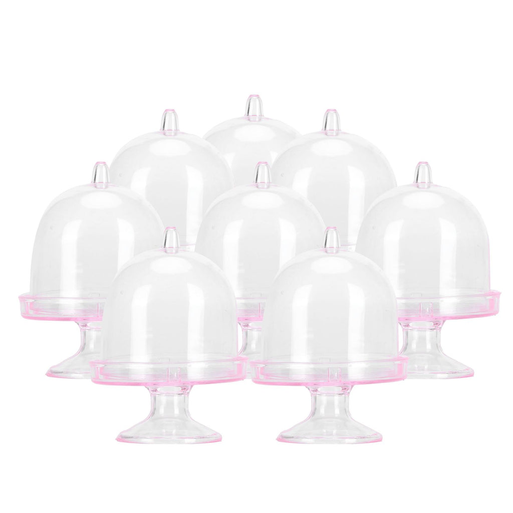 12 Set Mini Candy Box Cake Stand Cupcake Candy Display Plate with Lid Party SuppliesPink