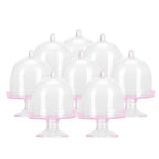 12 Set Mini Candy Box Cake Stand Cupcake Candy Display Plate with Lid Party SuppliesPink