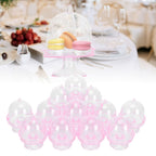 12 Set Mini Candy Box Cake Stand Cupcake Candy Display Plate with Lid Party SuppliesPink