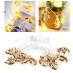 LED Light String Hollow Moon Star Shape Lamp Muslim Ramadan Festive Decoration Craft