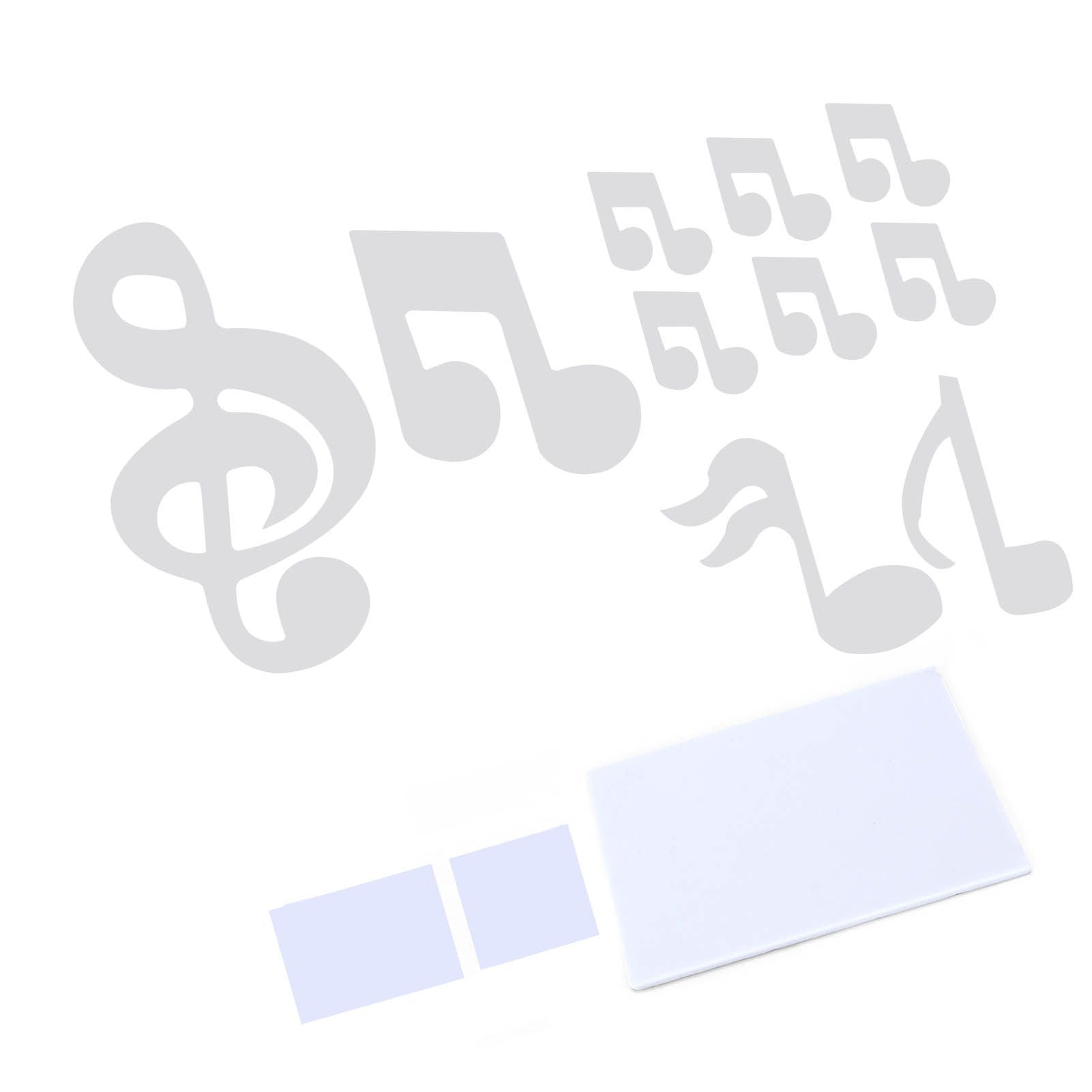 Music Note Wall Sticker DIY Innovative Embossed Decals Home Bedroom Background DecorationSilver