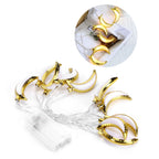 Gold Moon Shaped String Lights Decorative Lights Muslim Ramadan Eid Festival Party Home Decor