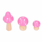 3Pcs/Set Mushroom Crafts Innovative Cute Wooden Ornaments Home Office Desktop DecorationPink