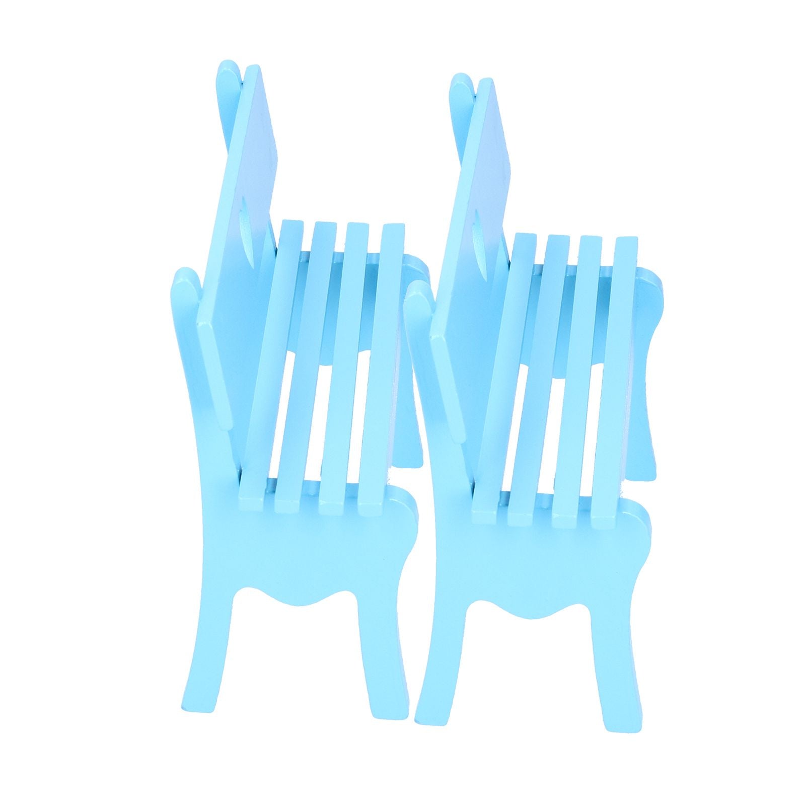 2Pcs Wooden Decorative Small Chair Originality Wooden Craft Decoration for Home OfficeBlue