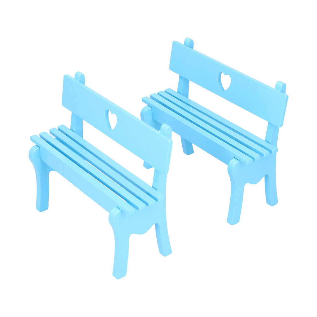 2Pcs Wooden Decorative Small Chair Originality Wooden Craft Decoration for Home OfficeBlue