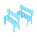 2Pcs Wooden Decorative Small Chair Originality Wooden Craft Decoration for Home OfficeBlue