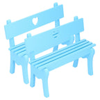 2Pcs Wooden Decorative Small Chair Originality Wooden Craft Decoration for Home OfficeBlue