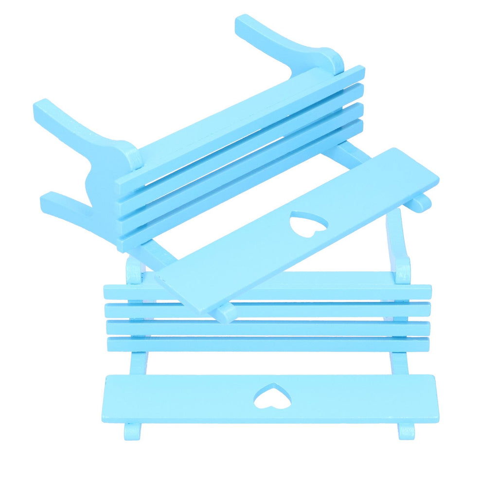 2Pcs Wooden Decorative Small Chair Originality Wooden Craft Decoration for Home OfficeBlue