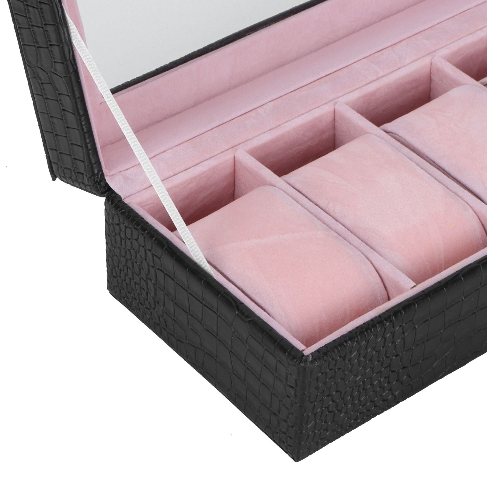 6-Slot Watch Box PU Leather Rectangular Wristwatch Display Case Organizer Gift Black