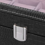 6-Slot Watch Box PU Leather Rectangular Wristwatch Display Case Organizer Gift Black