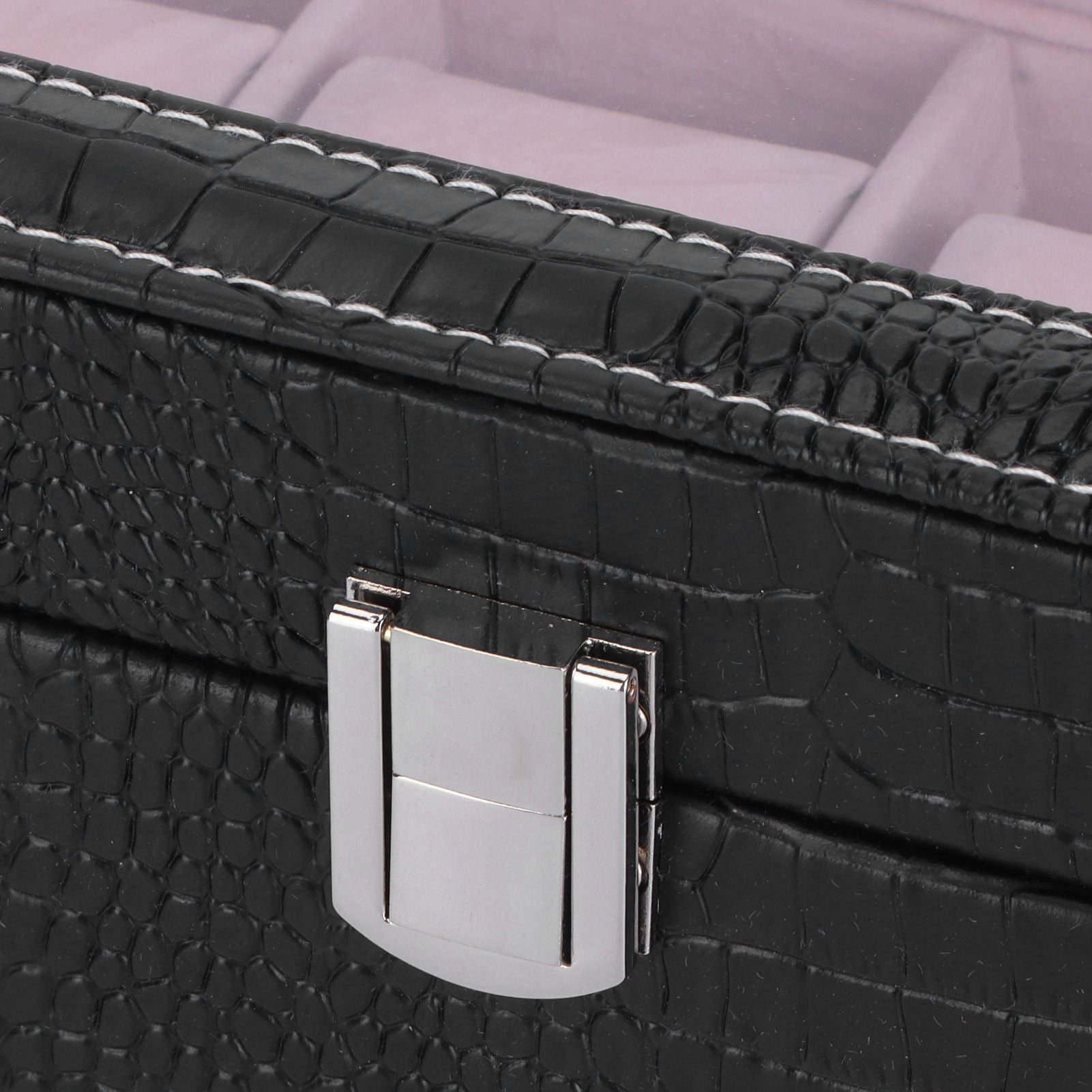 6-Slot Watch Box PU Leather Rectangular Wristwatch Display Case Organizer Gift Black