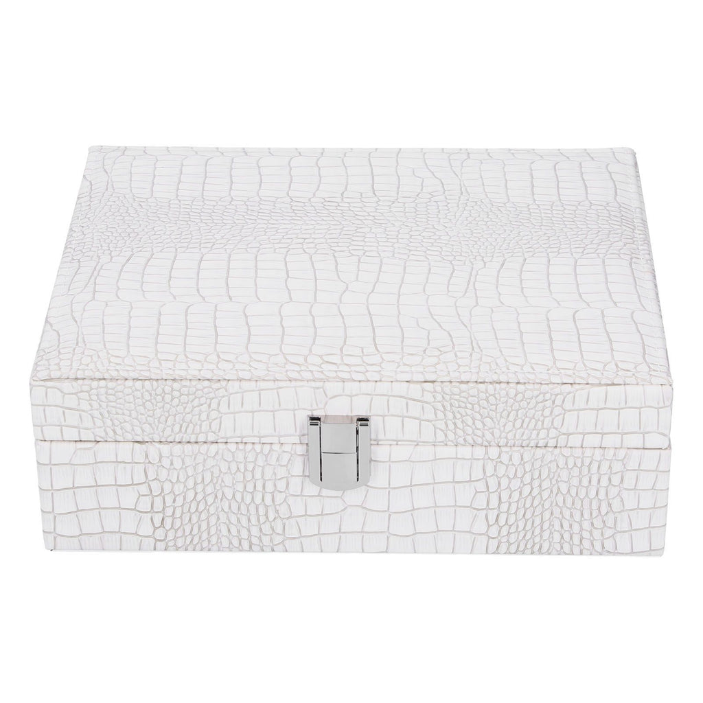 White Artificial Leather Multilayer Jewelry Box Portable Packaging Box for Collecting