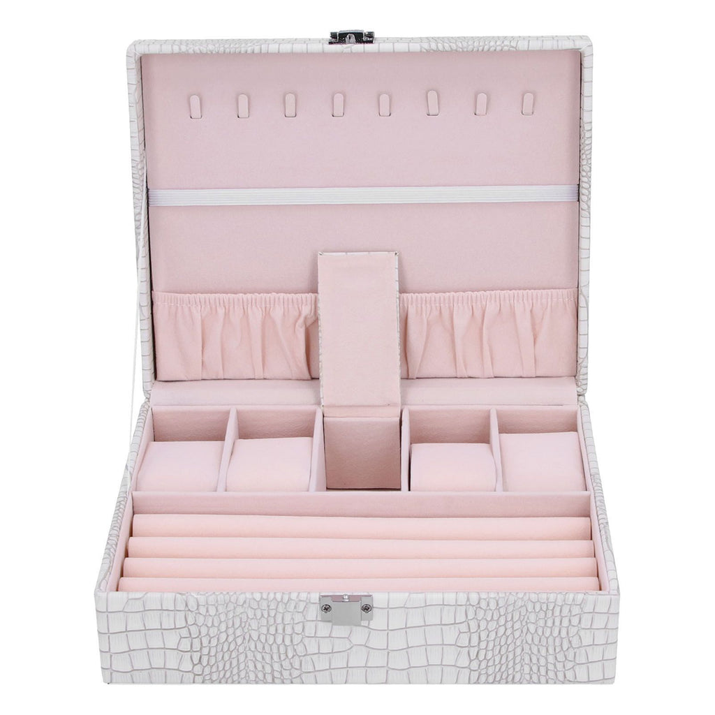 White Artificial Leather Multilayer Jewelry Box Portable Packaging Box for Collecting