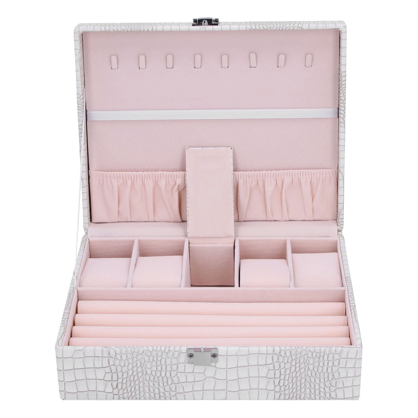 White Artificial Leather Multilayer Jewelry Box Portable Packaging Box for Collecting