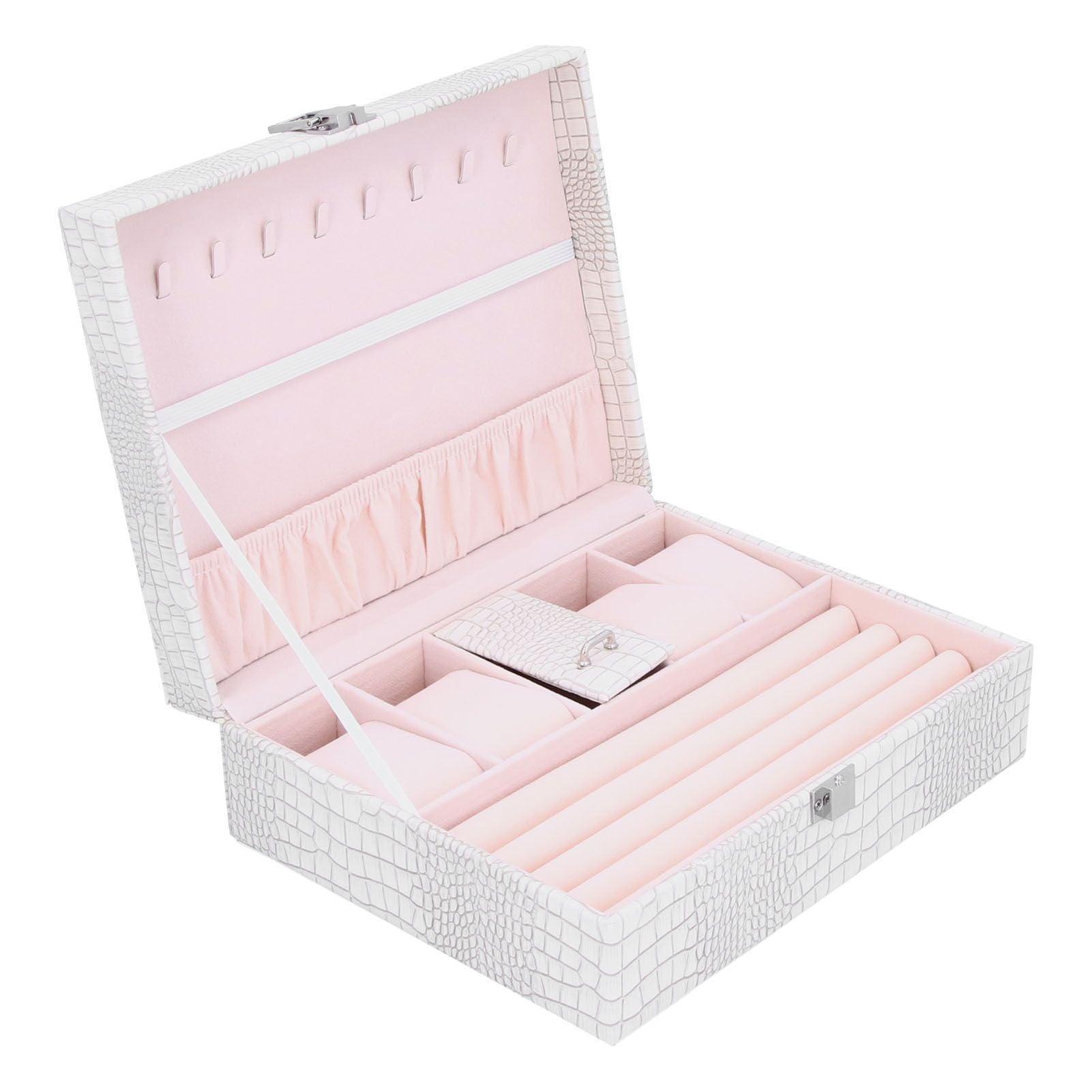 White Artificial Leather Multilayer Jewelry Box Portable Packaging Box for Collecting